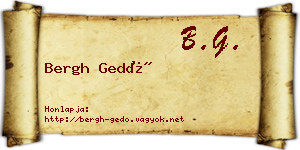 Bergh Gedő névjegykártya